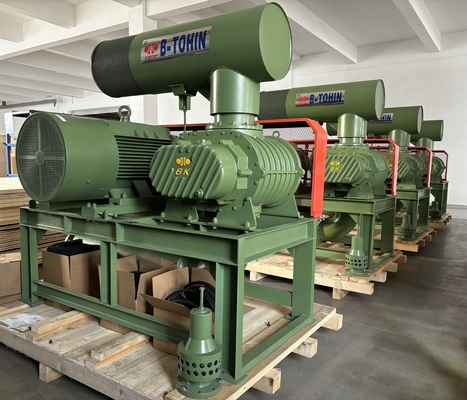 refroidissement par eau souffleur à racines à trois lobes de 75 kW pour le traitement de l'eau, traitement des eaux usées