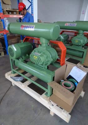 -0,1~-0,5kgf/cm2 pression, trois lobes racines sous pression négative souffleur, fonte, bleu, pompe à vide industrielle, 5,5-22kW