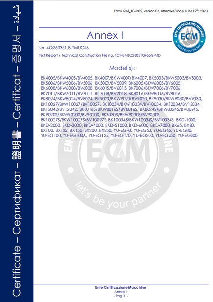 La Chine B-Tohin Machine (Jiangsu) Co., Ltd. certifications